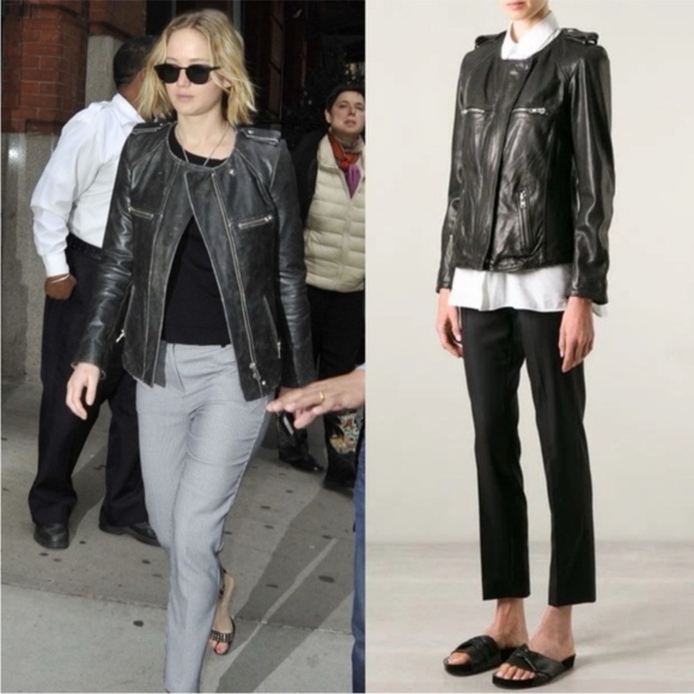 Isabel Marant Etoile Jacket Bacuri Leather in Distressed Grey